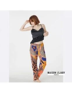 Pantalon Fluide Imprimé COLORBLOCK Maison Lejaby Origami -Ma Boîte à Dessous Soldes pantalon fluide imprime colorblock maison lejaby origami 2