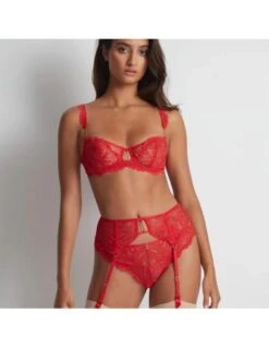 Porte-Jarretelles En Dentelle FLOWERMANIA Aubade Rouge Floral -Ma Boîte à Dessous Soldes porte jarretelles en dentelle flowermania aubade rouge floral 2