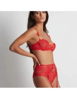 Porte-Jarretelles En Dentelle FLOWERMANIA Aubade Rouge Floral -Ma Boîte à Dessous Soldes porte jarretelles en dentelle flowermania aubade rouge floral 3
