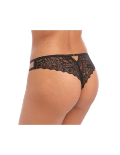 Slip Brésilien En Dentelle Avec Laçage TEMPTRESS Freya Noir