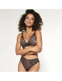 Slip Brésilien En Dentelle Grandes Tailles CHOCOLATE KrisLine Marron