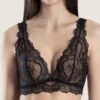 Soutien-gorge Triangle Bralette Sans Armatures En Dentelle DANSE DES SENS Aubade Noir